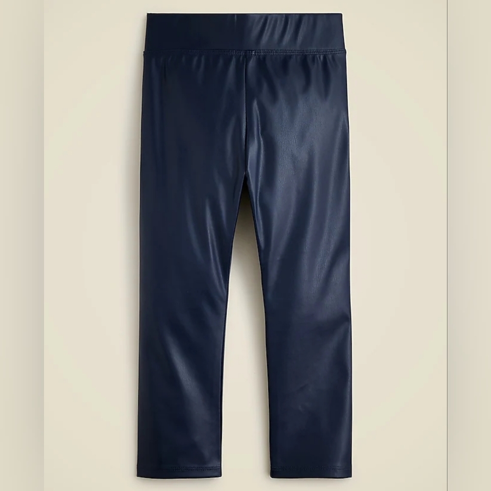 Crewcuts Girls Faux Leather Leggings, 3, Navy Blue